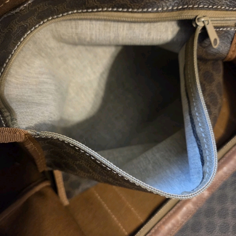 Celine Triomphe Macadam Boston Bag Brown Leather Large Capacity W Sholder Strap - Picture 7 of 14